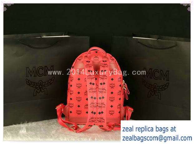 High Quality Replica MCM Stark Backpack Large in Calf Leather 8004 Light Pink